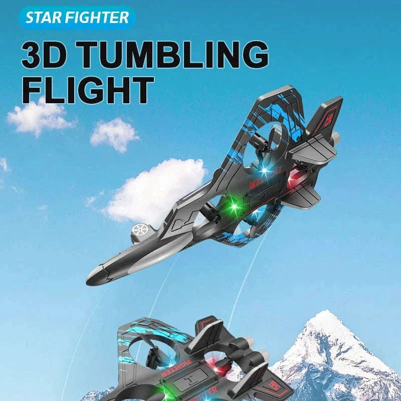 2.4G Remote Control Fighter Foam Glider with LED Lights-Blue