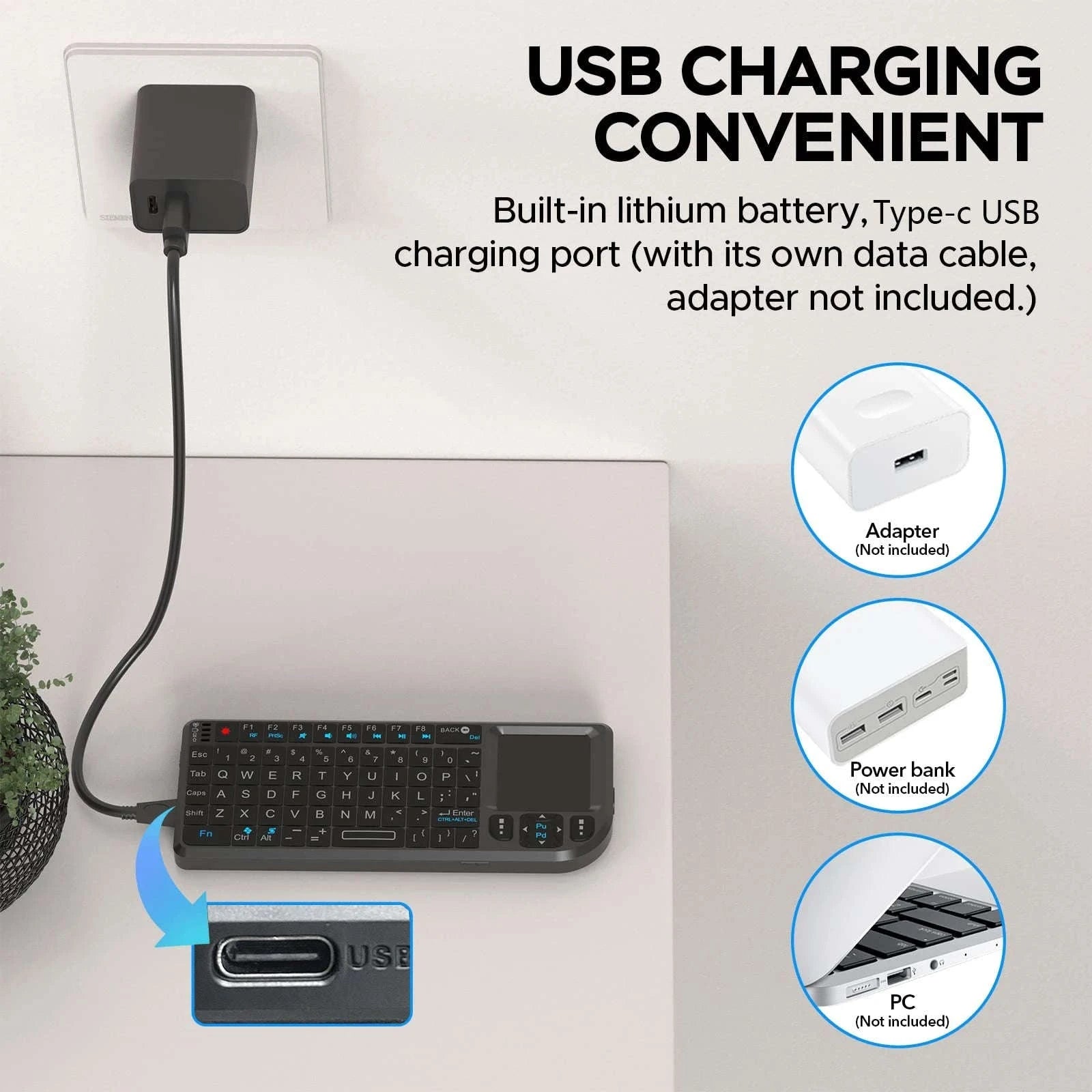 2.4G Wireless Keyboard with Backlight and Touchpad-Spanish / White-Backlit