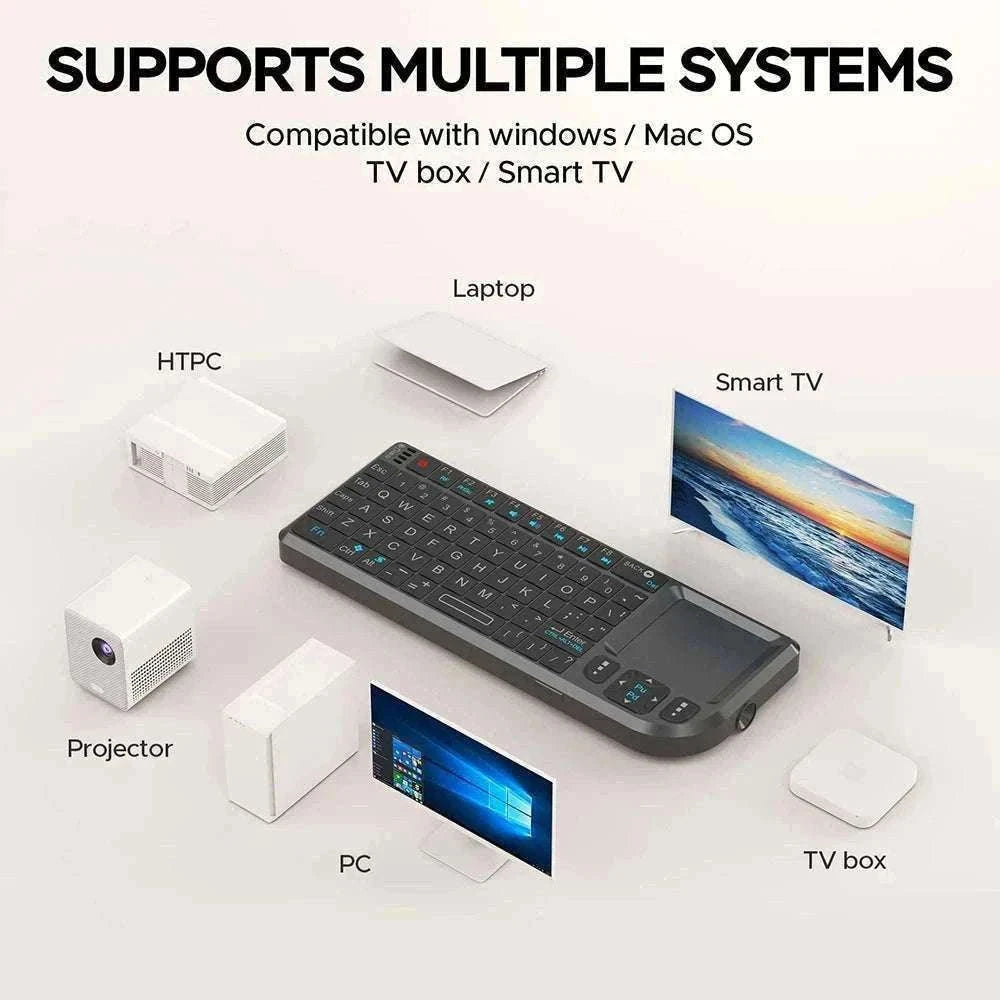 2.4G Wireless Keyboard with Backlight, Touchpad, and Flashlight-Spanish / White-Backlit
