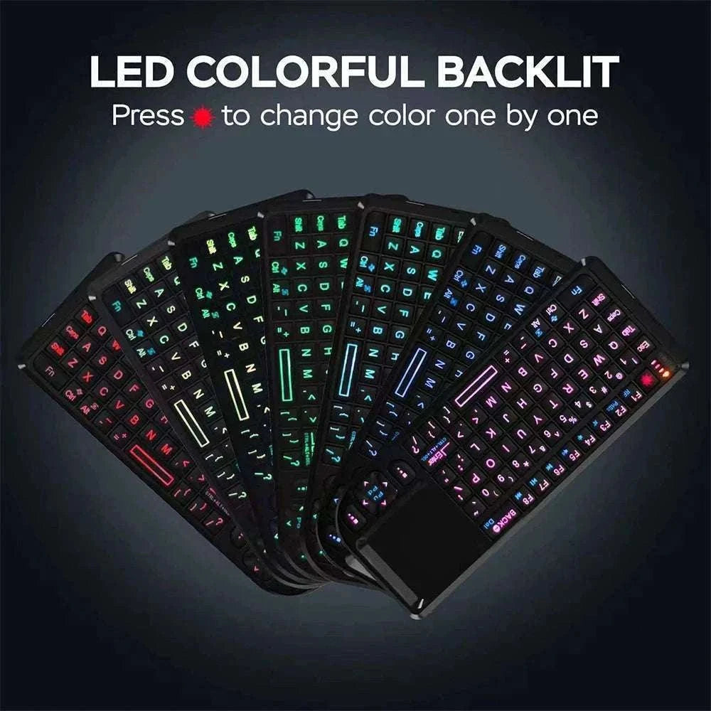 2.4G Wireless Keyboard with Backlight, Touchpad, and Flashlight-Spanish / White-Backlit