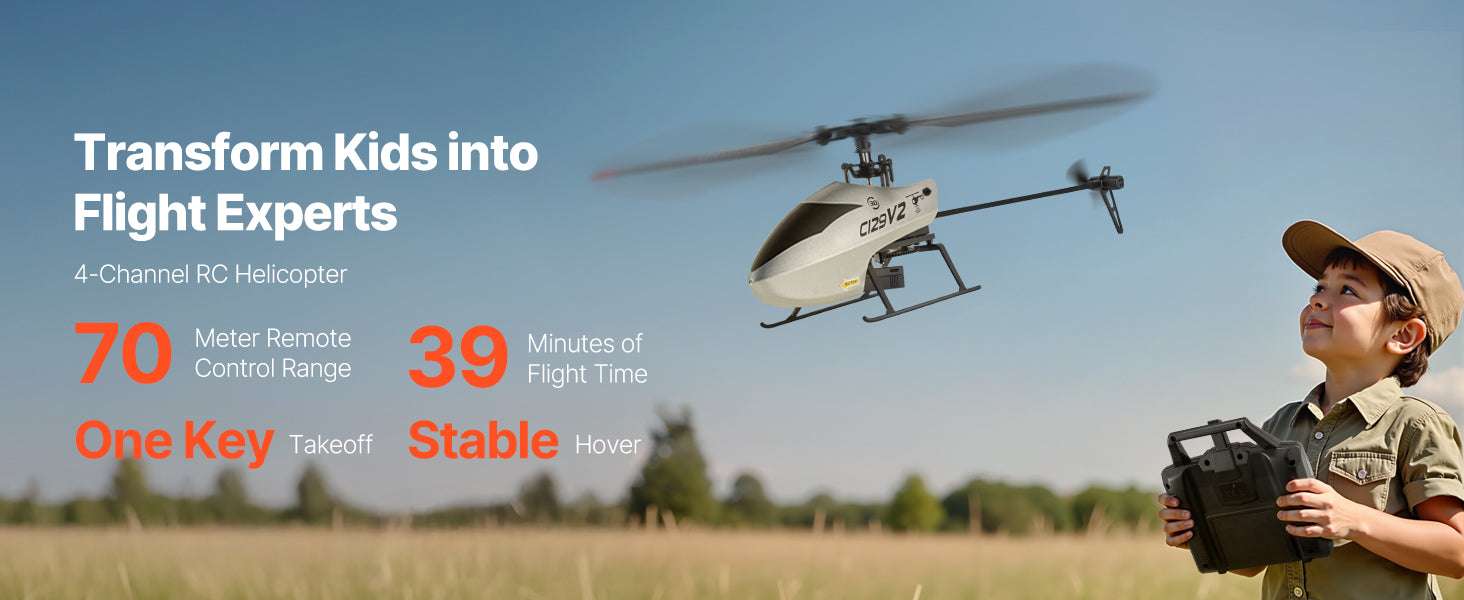 2.4GHz RC Helicopter 4-Channel with Gyro & One-Key Takeoff-Sliver / United States