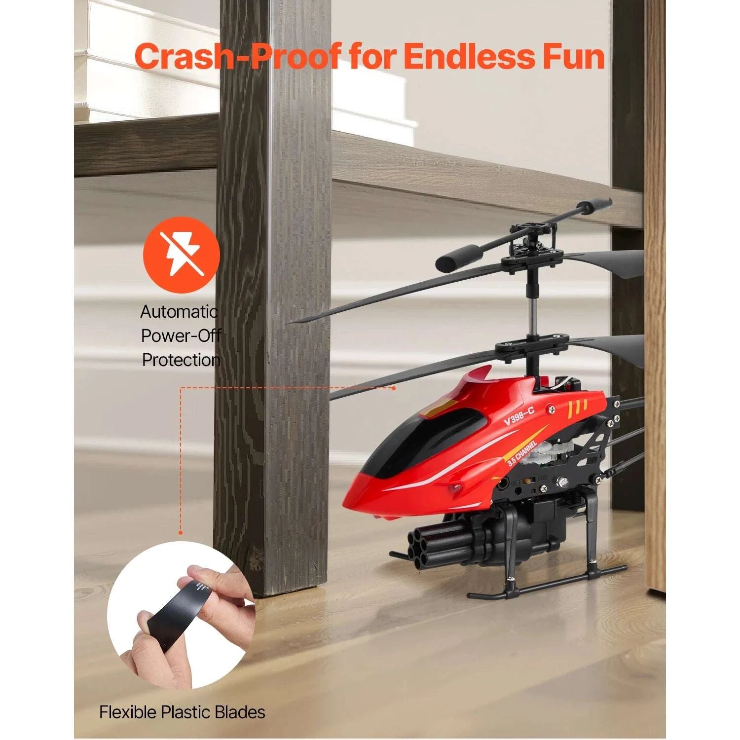 2.4GHz RC Helicopter with Altitude Hold & LED Lights for Kids-Red / United States