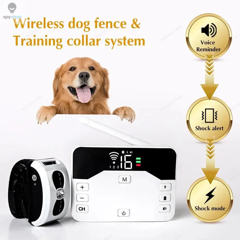 2 In 1 Electric Pet Wireless Fence Dog Training Collar Anti Runaway Up to 3 Dogs Outdoor Pet Containment Rechargeable System Spy-shop.com