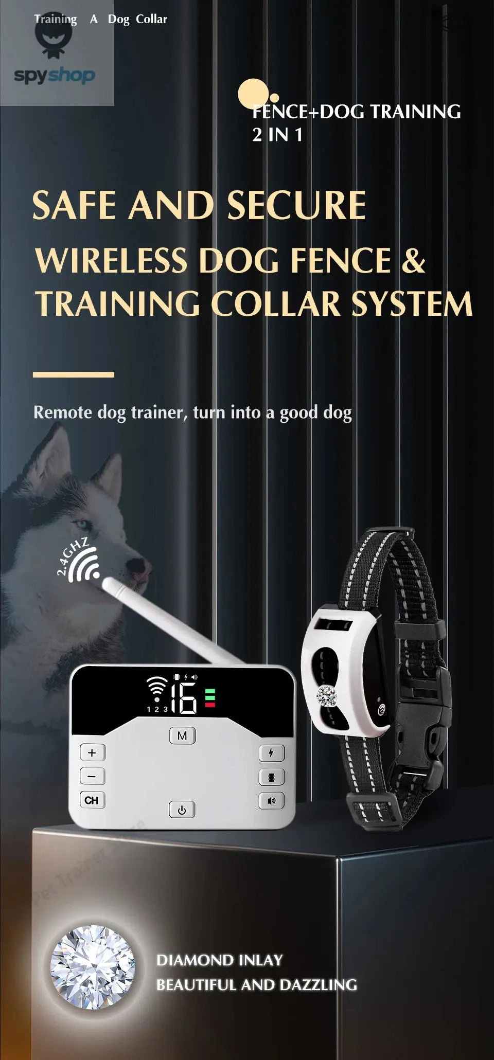 2 In 1 Electric Pet Wireless Fence Dog Training Collar Anti Runaway Up to 3 Dogs Outdoor Pet Containment Rechargeable System Spy-shop.com
