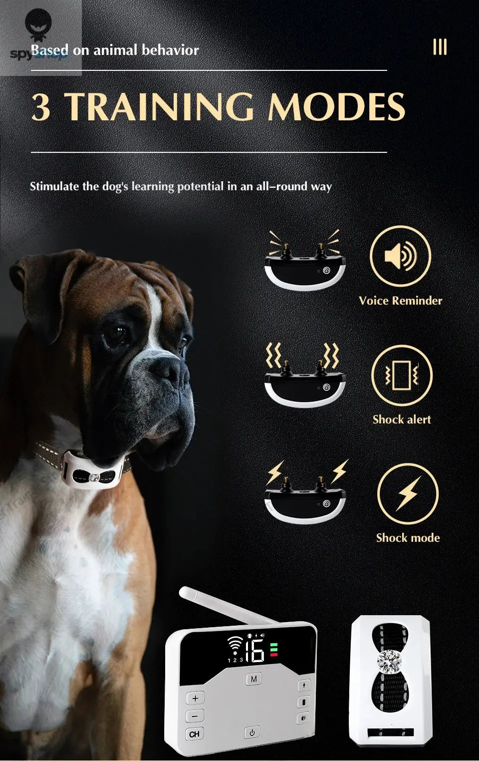 2 In 1 Electric Pet Wireless Fence Dog Training Collar Anti Runaway Up to 3 Dogs Outdoor Pet Containment Rechargeable System Spy-shop.com