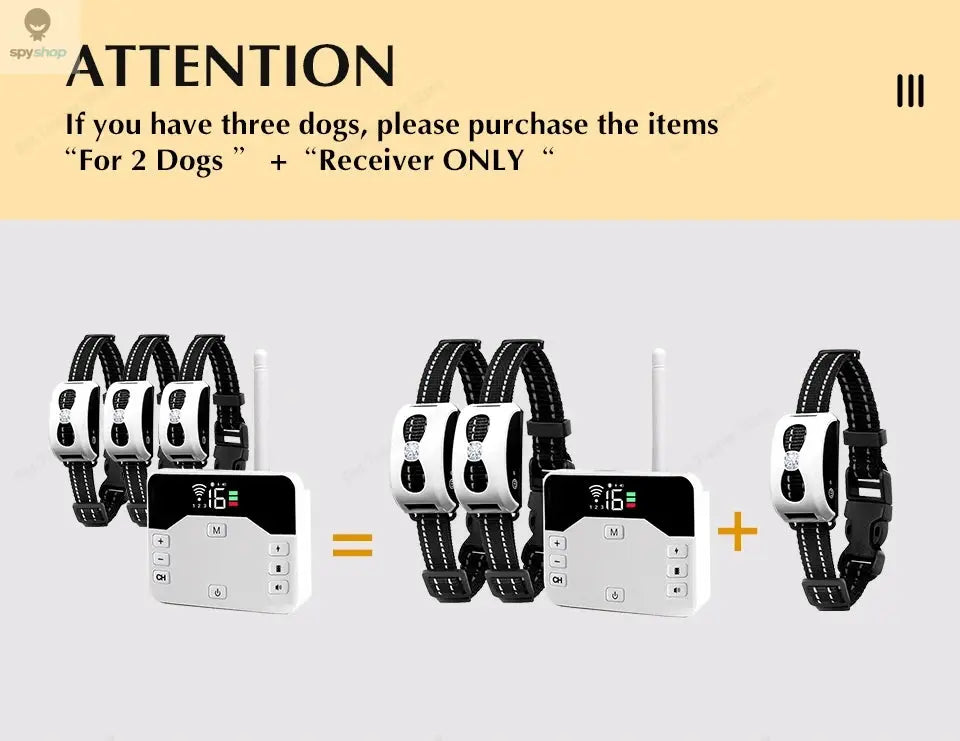 2 In 1 Electric Pet Wireless Fence Dog Training Collar Anti Runaway Up to 3 Dogs Outdoor Pet Containment Rechargeable System Spy-shop.com