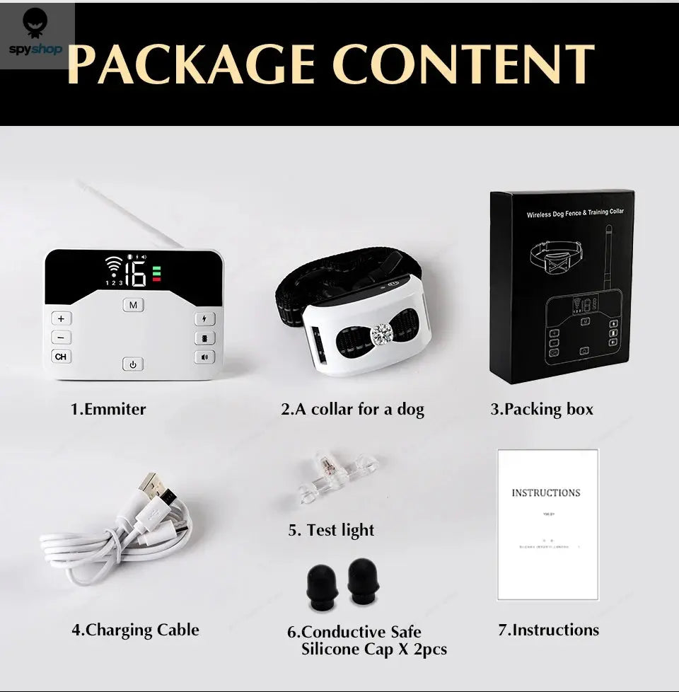 2 In 1 Electric Pet Wireless Fence Dog Training Collar Anti Runaway Up to 3 Dogs Outdoor Pet Containment Rechargeable System Spy-shop.com