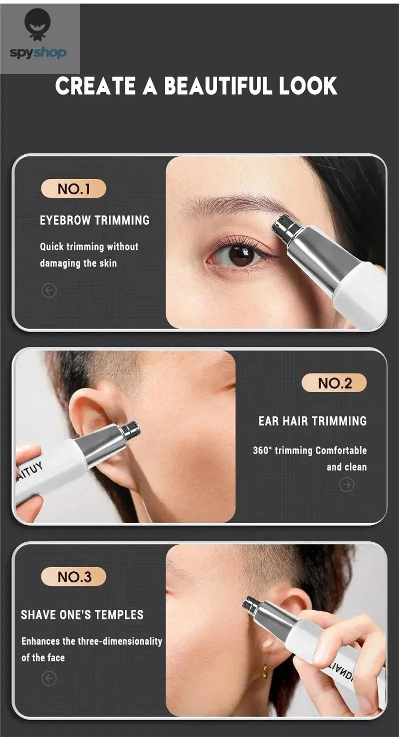 2 In 1 Electric Portable Ear And Nose Hair Trimmer Clipper 2024 Professional Painless Portable Eyebrow For Men Spy-shop.com