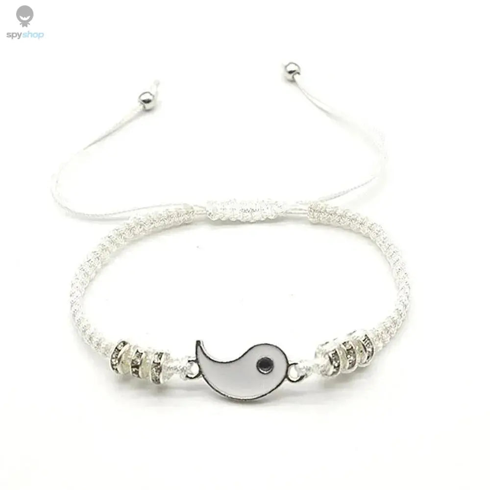 2 PC Jewelry Set Couple Black White Tai Chi Bracelet Rope Adjustable Chain Set Simple Style Daily Wear Jewelry