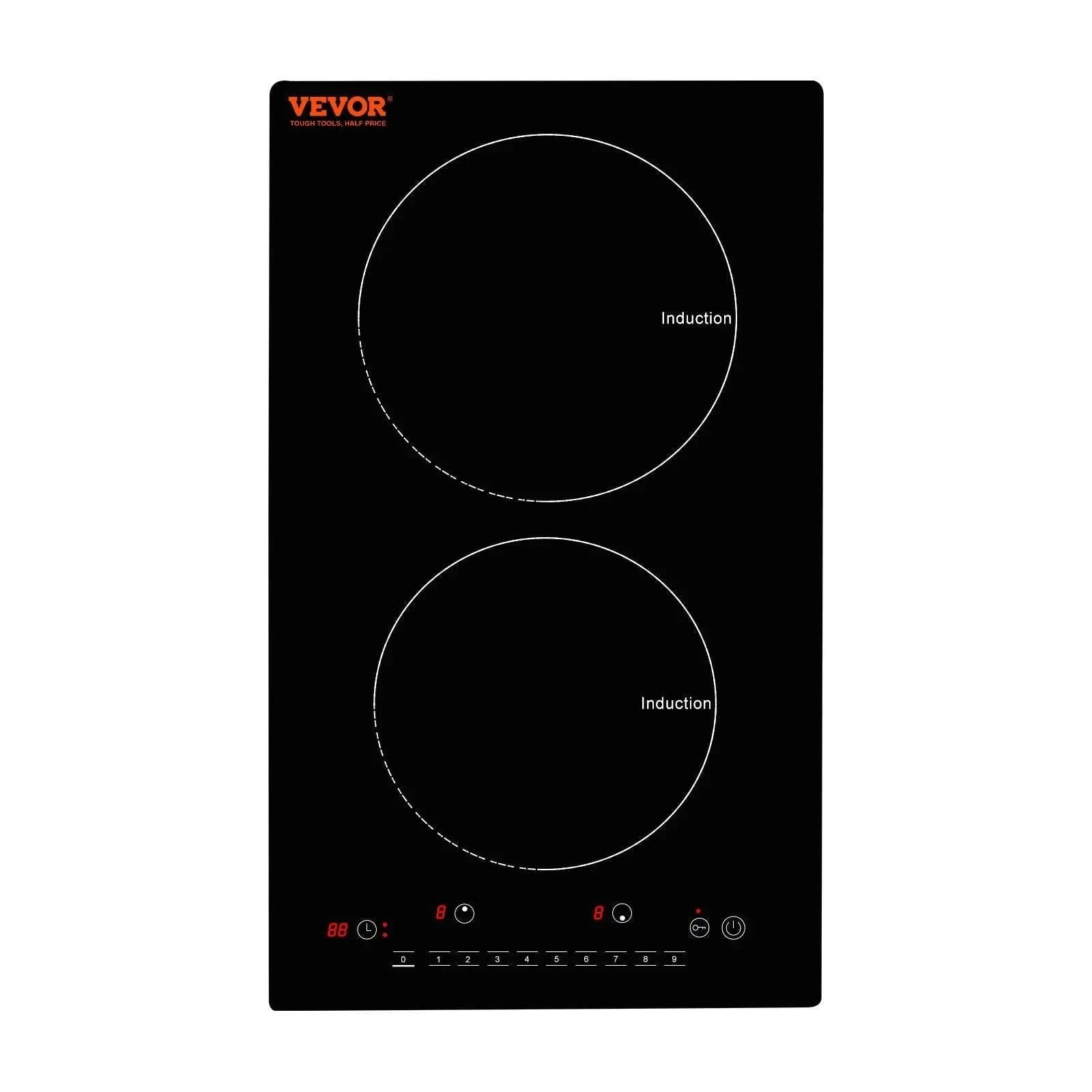 2 Burner Induction Cooktop with Touch Control and Built-In Design-24inch 1800W / United States