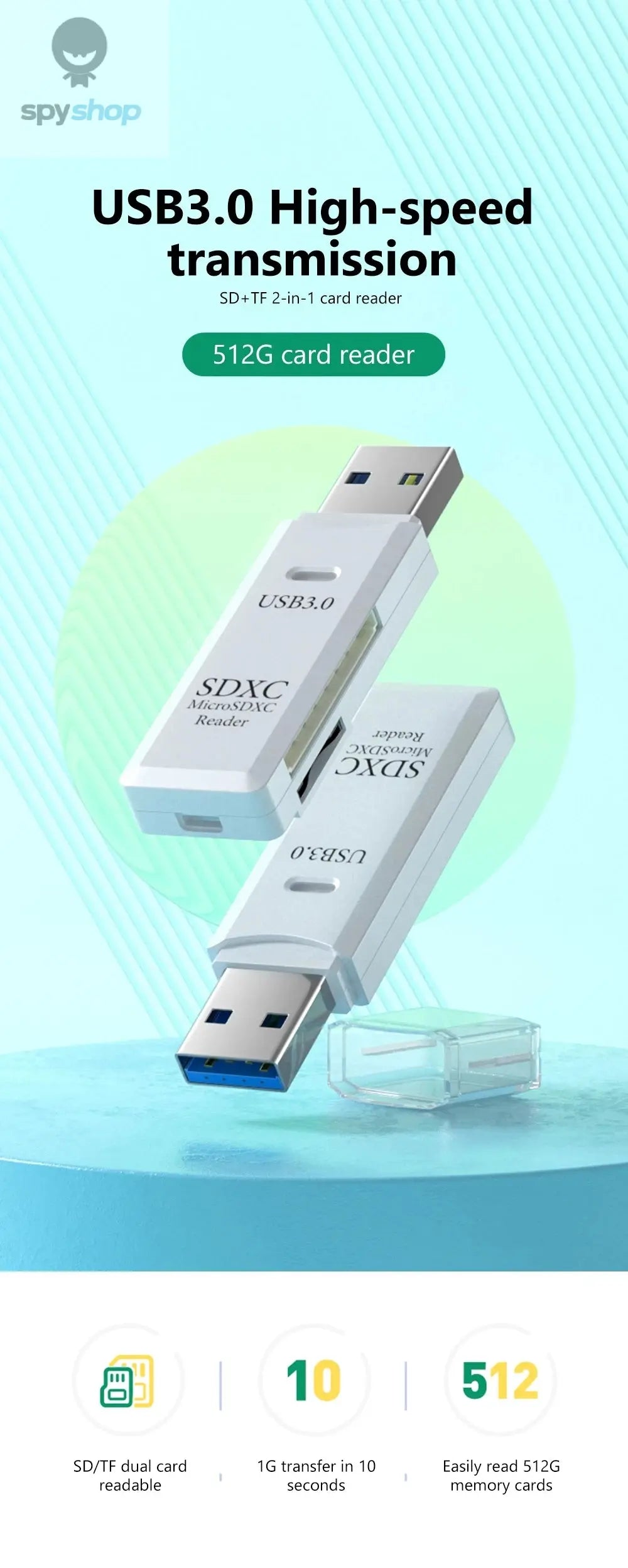 2 in 1 USB 3.0 Card Reader Micro TF sd card Reader usb adapter High Speed Cardreader TF Memory card For PC Laptop Accessories Spy-shop.com