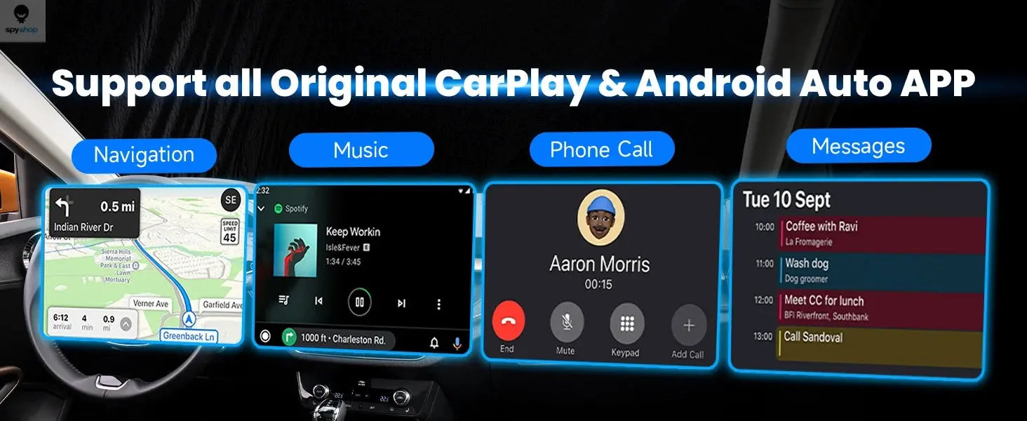 2-in-1 Wired to Wireless CarPlay Adapter & Android Auto Wireless Adapter Plug & Play Spy-shop.com