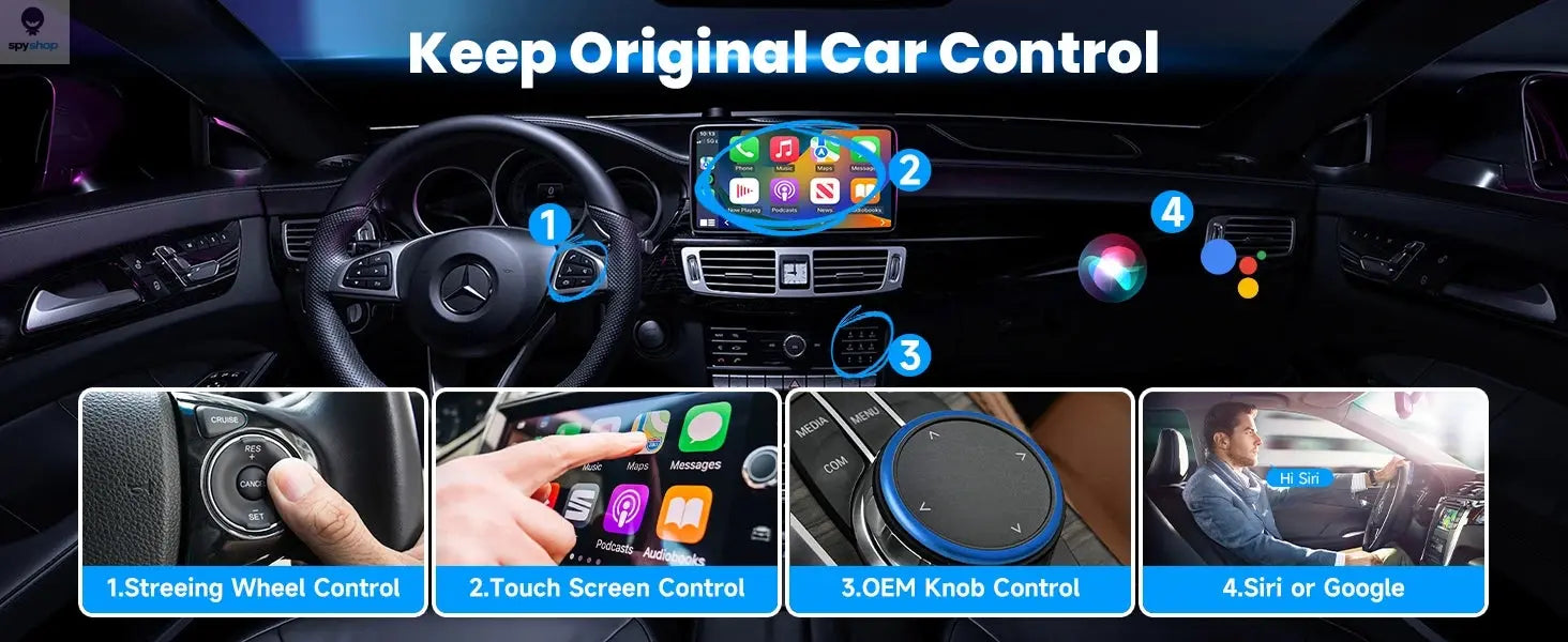 2-in-1 Wired to Wireless CarPlay Adapter & Android Auto Wireless Adapter Plug & Play Spy-shop.com