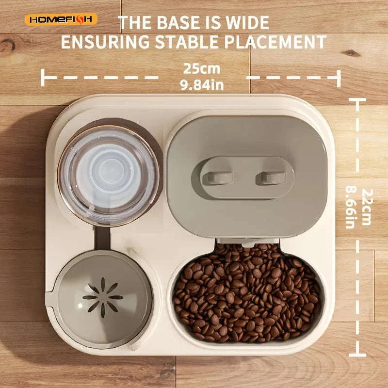 2‑in‑1 Automatic Cat Food Dispenser with Integrated Water Supply-Whale ash / China Mainland