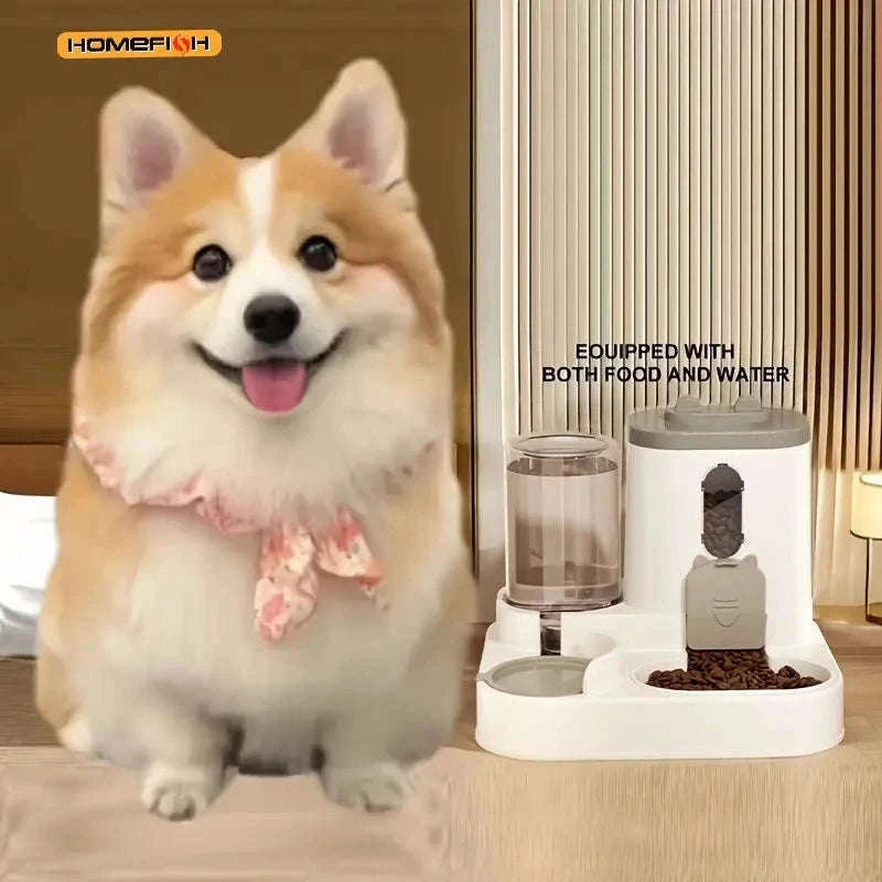 2-in-1 Automatic Cat Food Dispenser with Water Supply-Whale ash / China Mainland