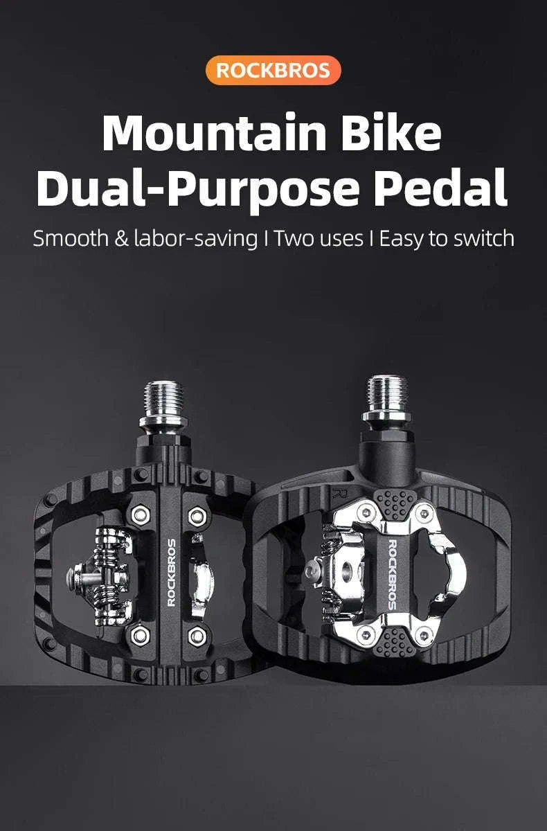 2-in-1 Bike Pedals Flat & Clipless Anti-Slip Platform for Shimano-370010001