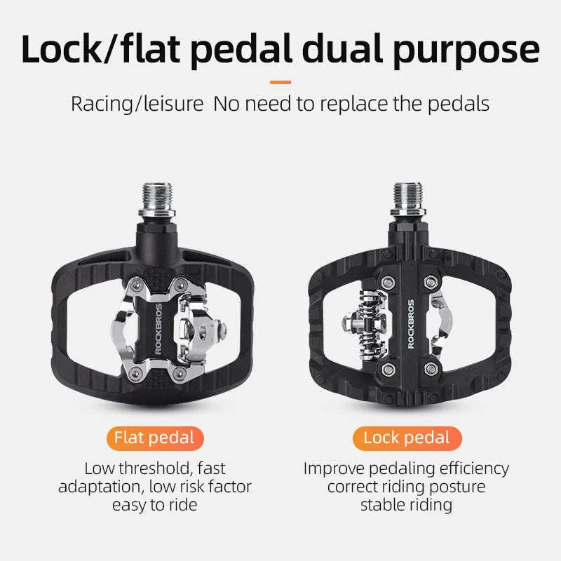 2-in-1 Bike Pedals Flat & Clipless Anti-Slip Platform for Shimano-370010001
