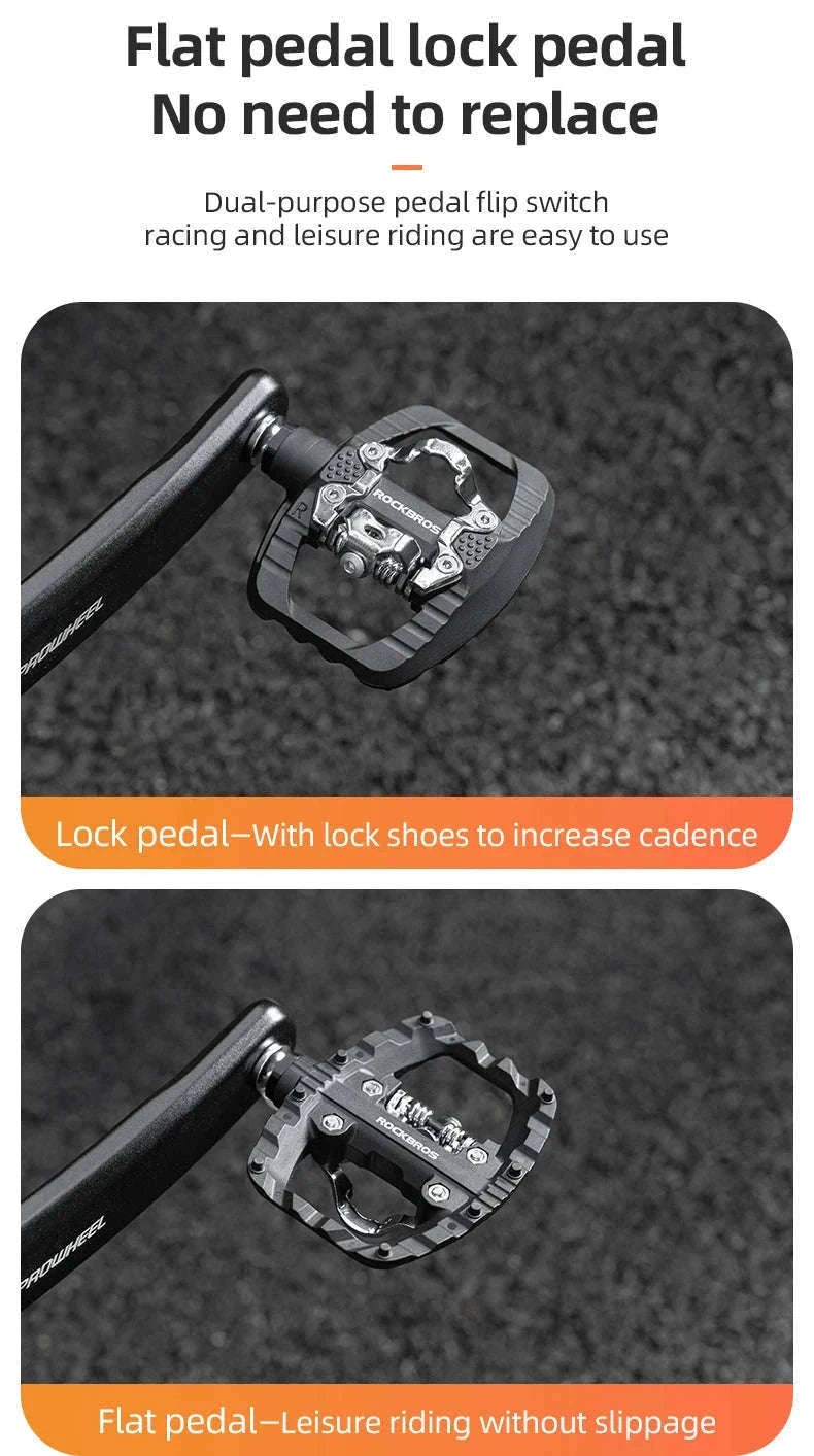 2-in-1 Bike Pedals Flat & Clipless Anti-Slip Platform for Shimano-370010001