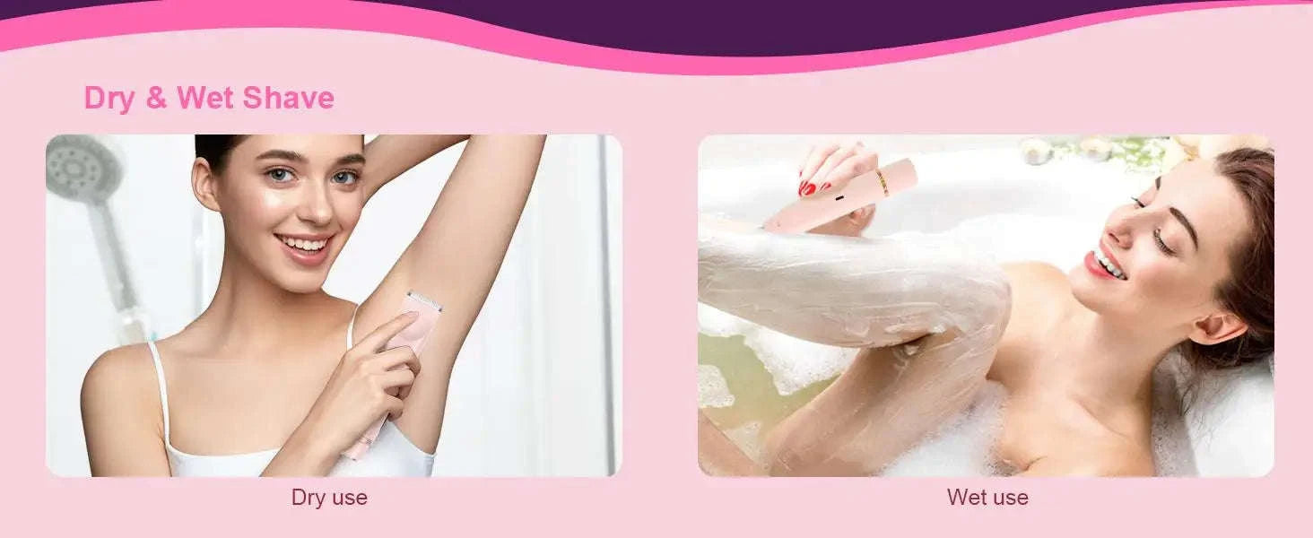 2-in-1 Bikini Trimmer & Electric Shaver for Women, Painless Hair Removal-United States / US Plug