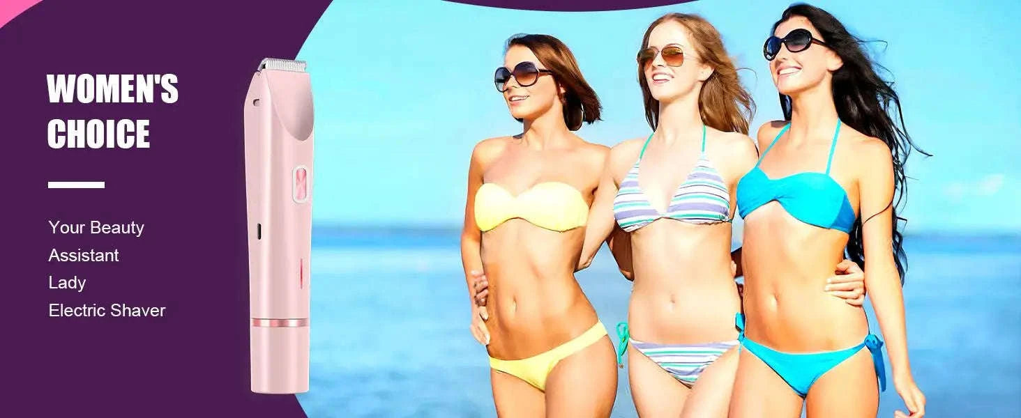 2-in-1 Bikini Trimmer & Electric Shaver for Women, Painless Hair Removal-United States / US Plug