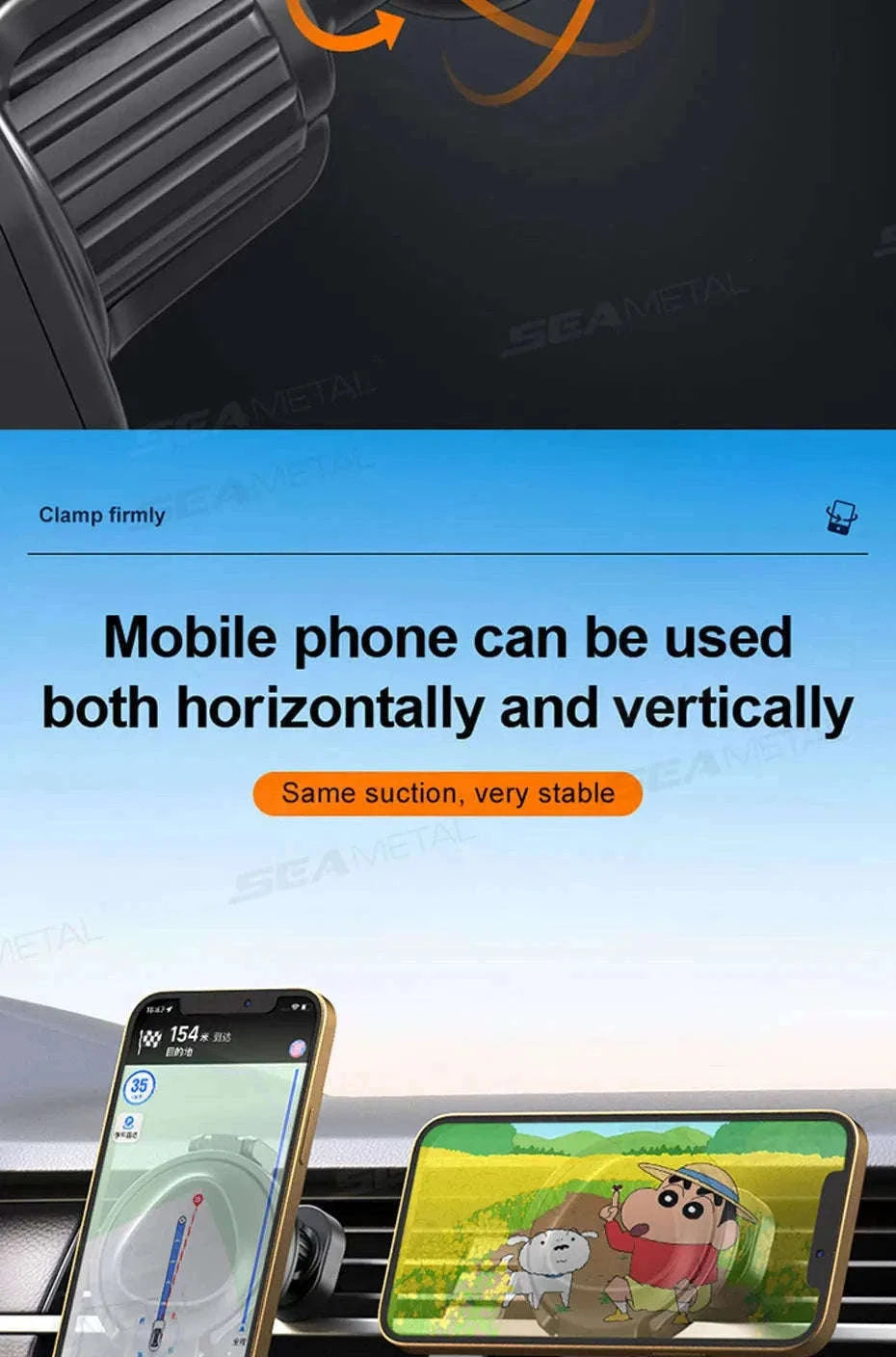 2-in-1 Car Cup Holder and Magnetic Phone Mount-Blue