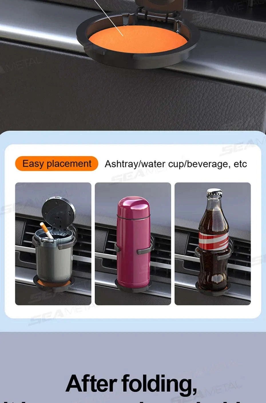 2-in-1 Car Cup Holder and Magnetic Phone Mount-Blue