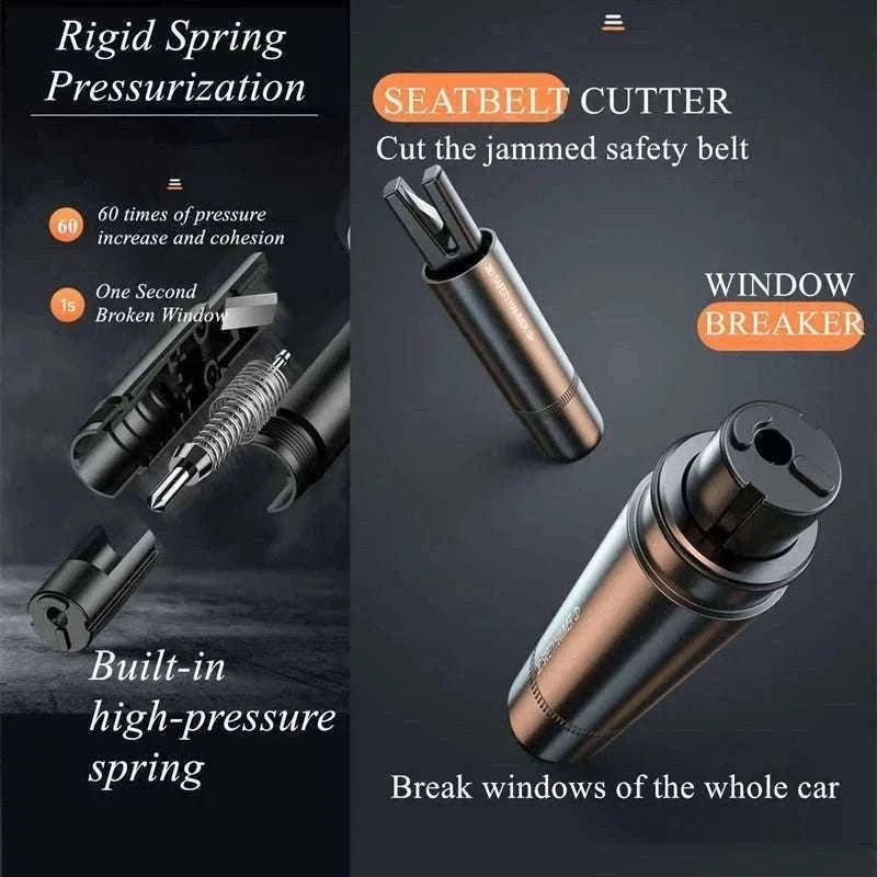2 in 1 Car Emergency Hammer and Seat Belt Cutter-Alloy-Black