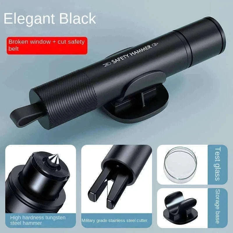 2 in 1 Car Emergency Hammer and Seat Belt Cutter-Alloy-Black