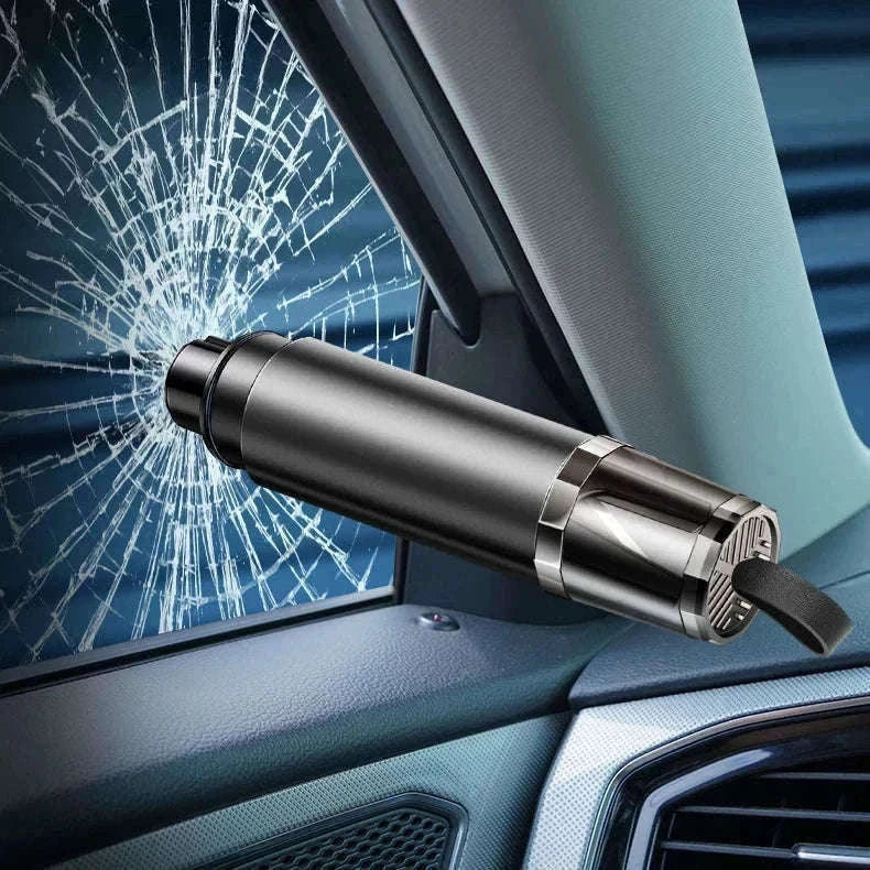 2-in-1 Car Emergency Window Breaker and Seat Belt Cutter with Base-Red