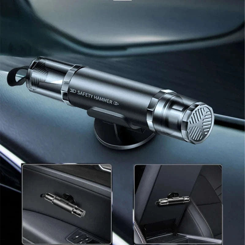 2-in-1 Car Emergency Window Breaker and Seat Belt Cutter with Base-Red