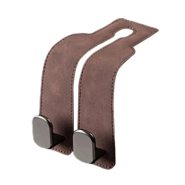 2-in-1 Car Headrest Hook with Premium Leather Design-Black
