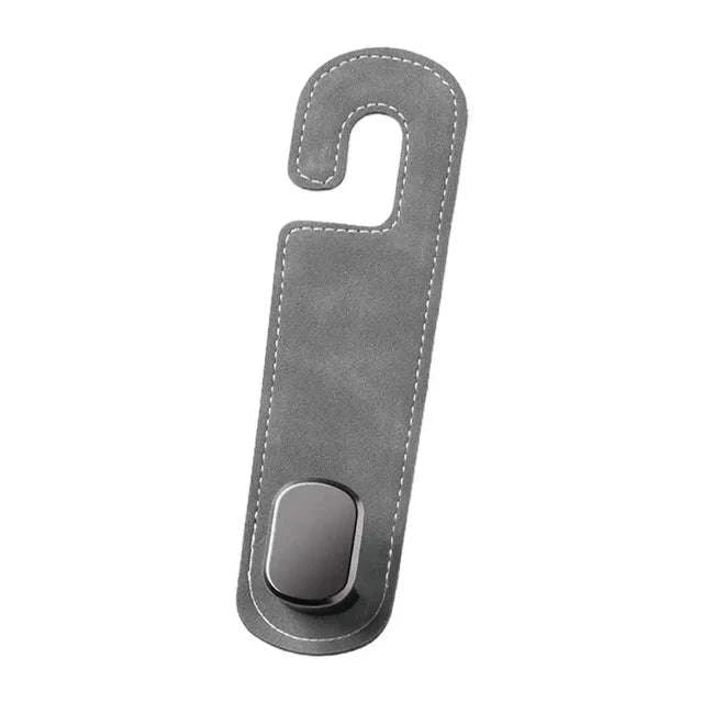 2-in-1 Car Headrest Hook with Premium Leather Design-Black