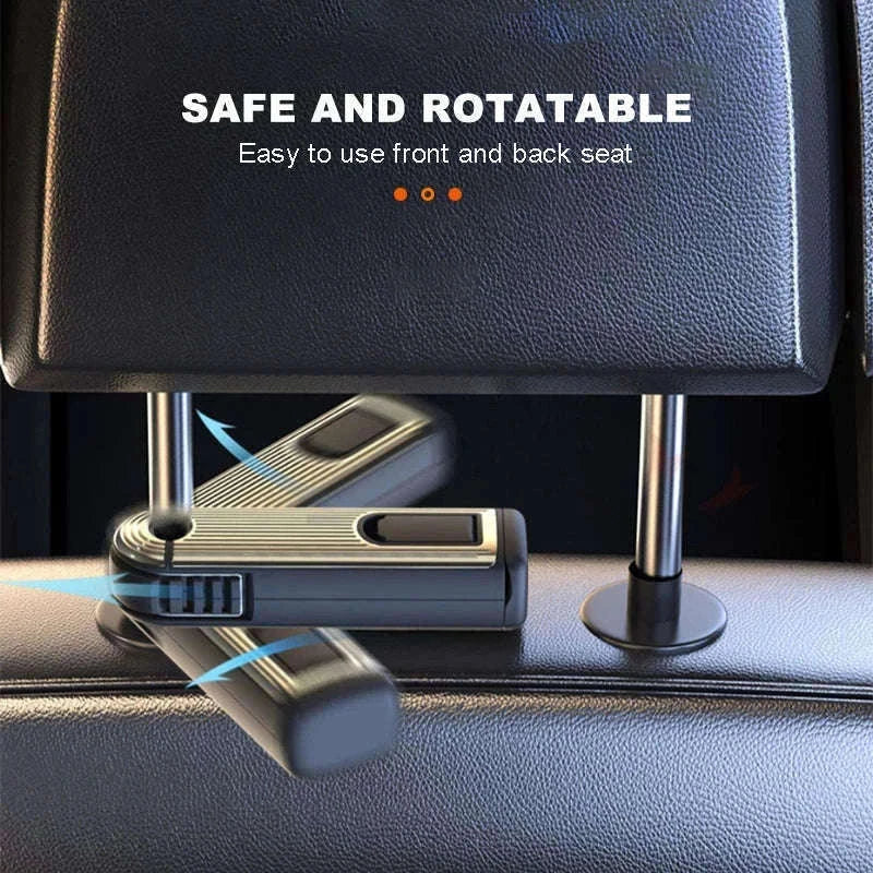 2 in 1 Car Seat Back Hook with Phone Holder-Black