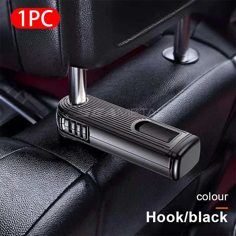 2 in 1 Car Seat Back Hook with Phone Holder-Black