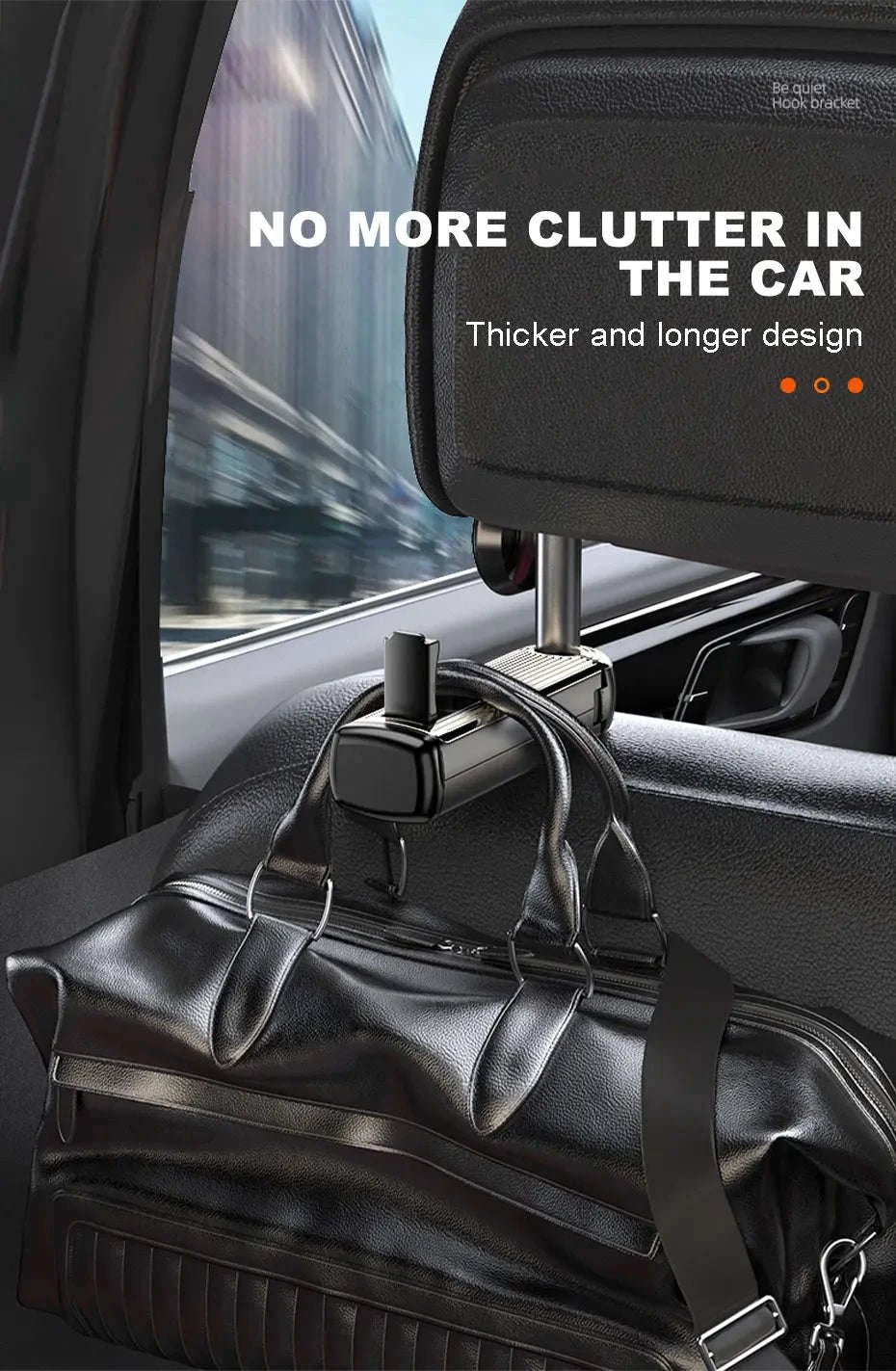 2 in 1 Car Seat Back Hook with Phone Holder-Black