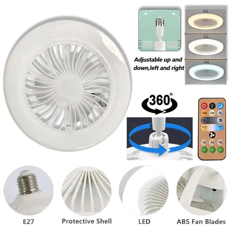 2-in-1 Ceiling Fan Lamp with Adjustable Speeds and Dimmable LED-L0693-19CM-U