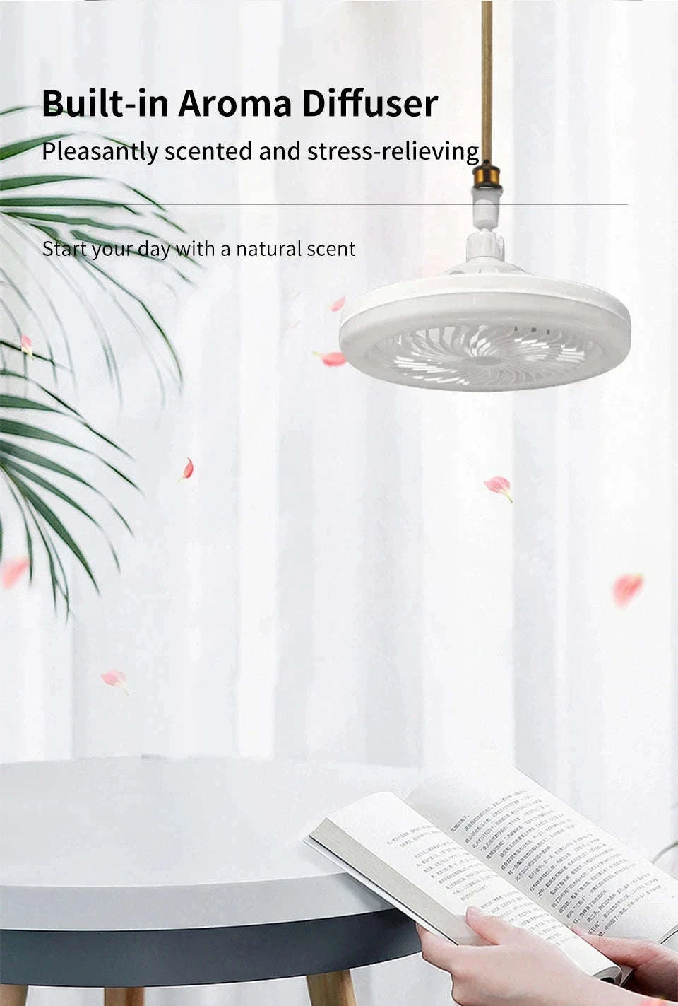 2-in-1 Ceiling Fan Lamp with Adjustable Speeds and Dimmable LED-L0693-19CM-U