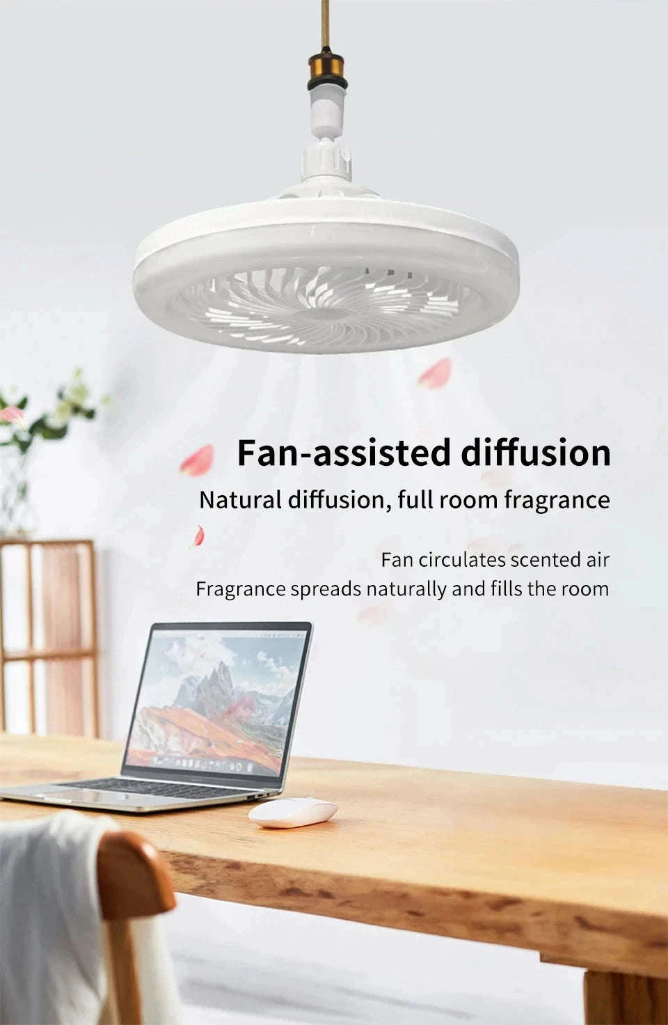 2-in-1 Ceiling Fan Lamp with Adjustable Speeds and Dimmable LED-L0693-19CM-U