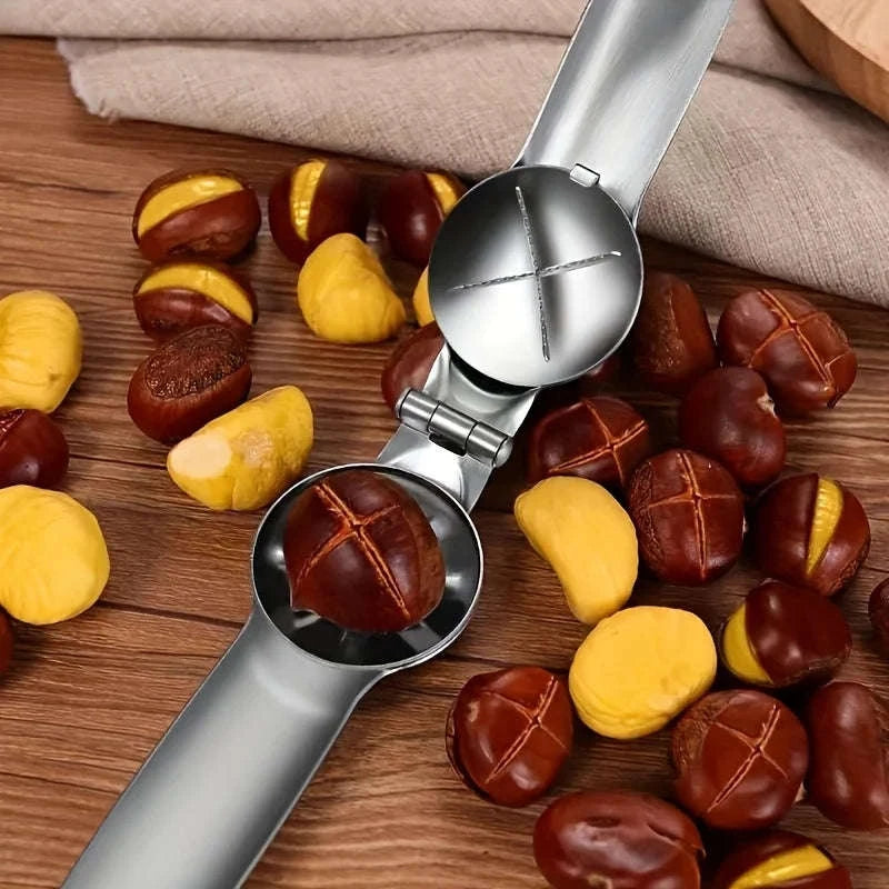 2-in-1 Chestnut Opener Machine and Walnut Cracker Tool-Silver