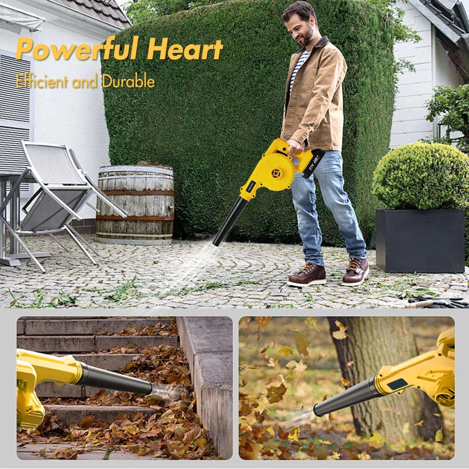 2-in-1 Cordless Leaf Blower 21V 15000RPM with Dual Batteries-two batteries / United States