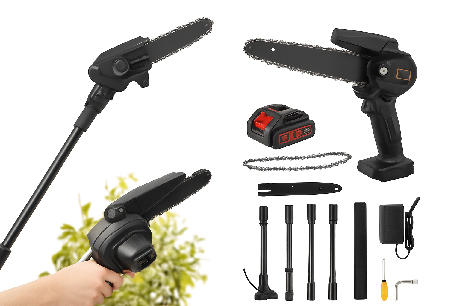 2-in-1 Cordless Pole Chainsaw with 2.25m Reach