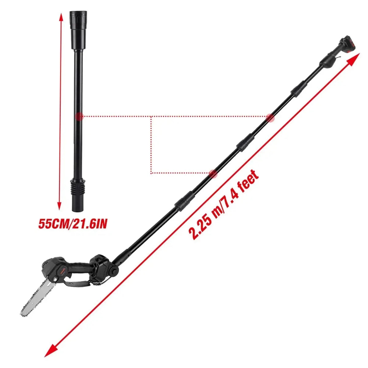 2-in-1 Cordless Pole Chainsaw with 2.25m Reach-2 pcs batteries / EU / france