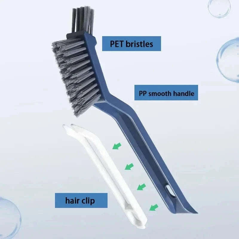 2-in-1 Corner Cleaning Brush for Tiles, Gaps and Tracks-Blue