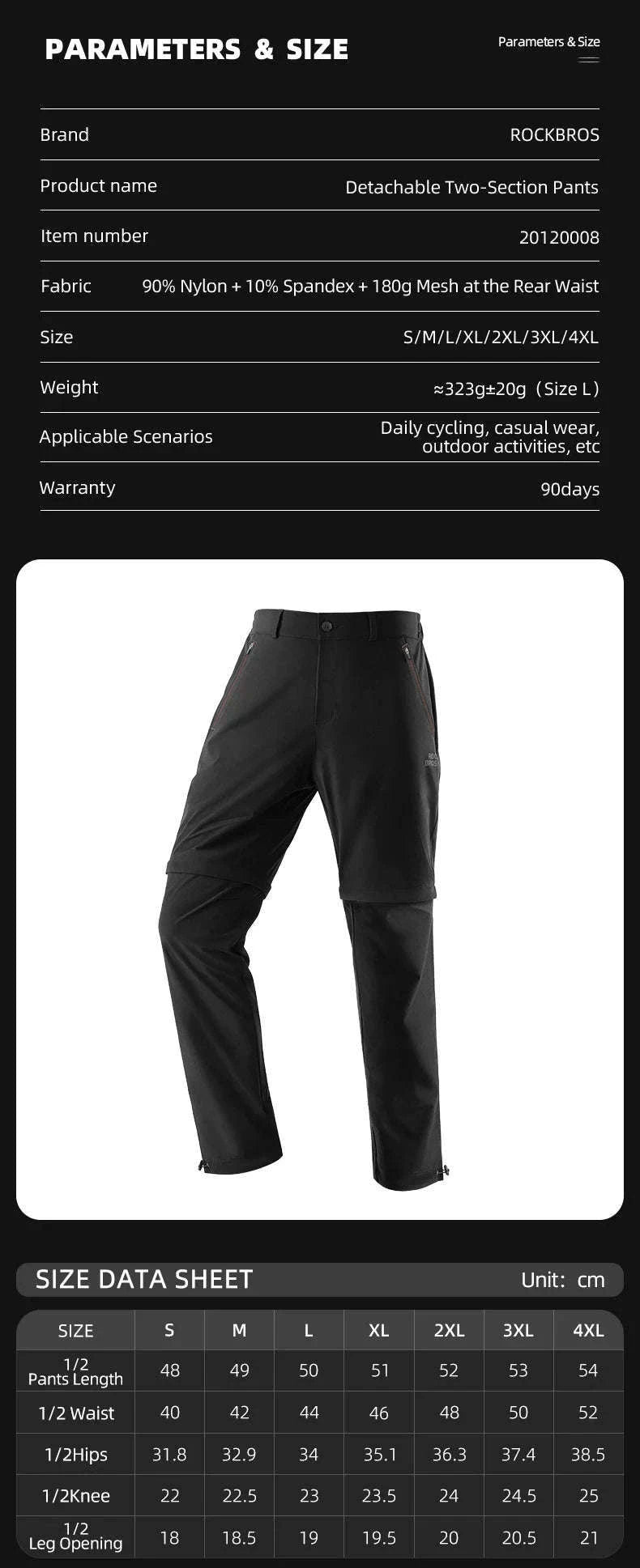 2-in-1 Detachable Outdoor Pants Reflective Motorcycle & Hiking Trousers-YPK045-b / Asian XXXL(EUR XXL)