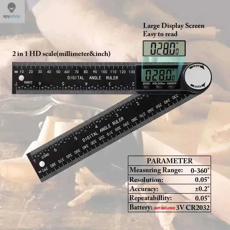2-in-1 Digital Angle Detector & Ruler-White
