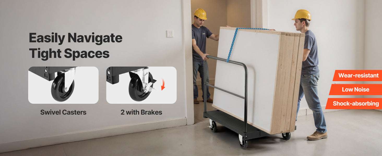 2-in-1 Drywall Cart Dolly 1800 lbs Steel Panel Truck 36x24 Platform-