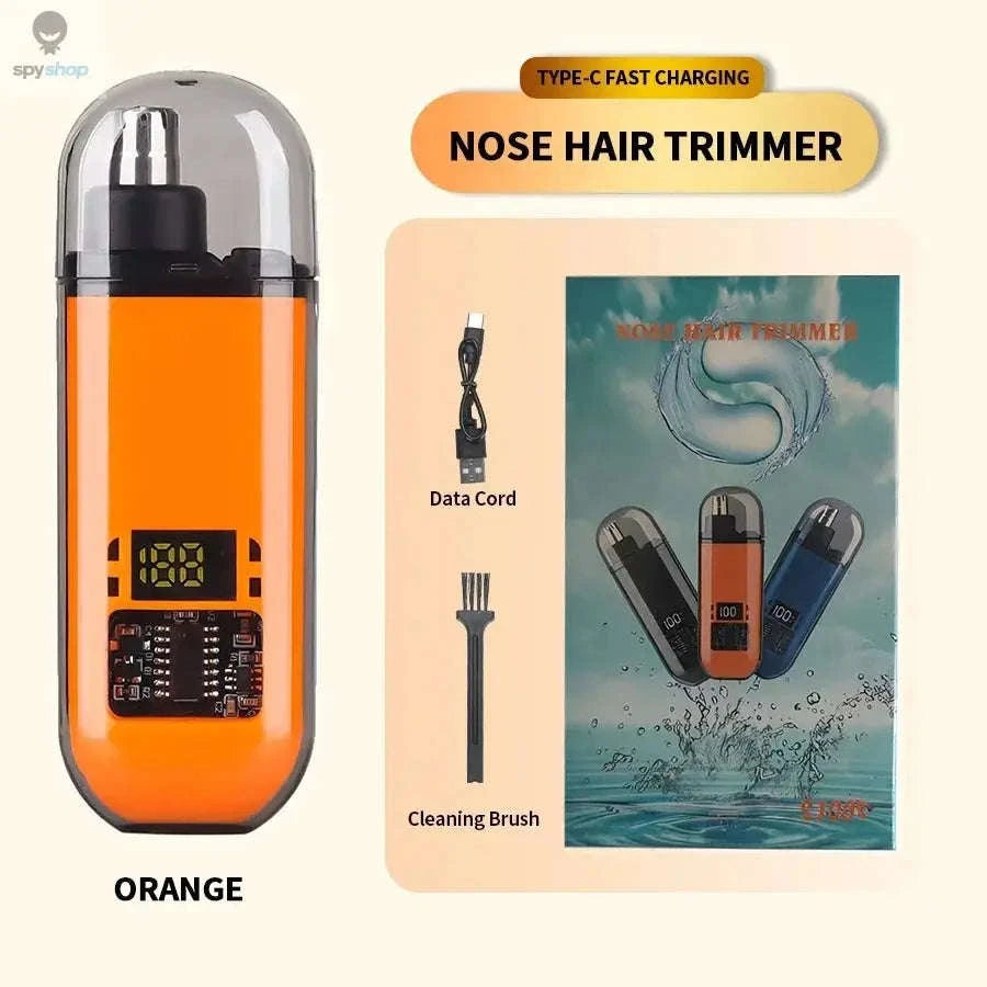 2‑in‑1 Electric Ear & Nose Hair Trimmer – Compact, Washable, Precision Grooming-orange