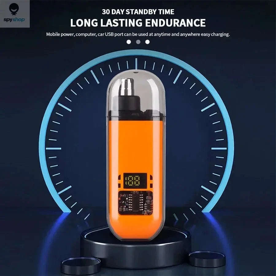 2‑in‑1 Electric Ear & Nose Hair Trimmer – Compact, Washable, Precision Grooming-orange