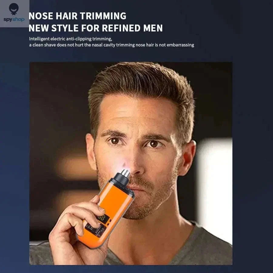 2-in-1 Electric Ear & Nose Hair Trimmer with Washable Head-orange