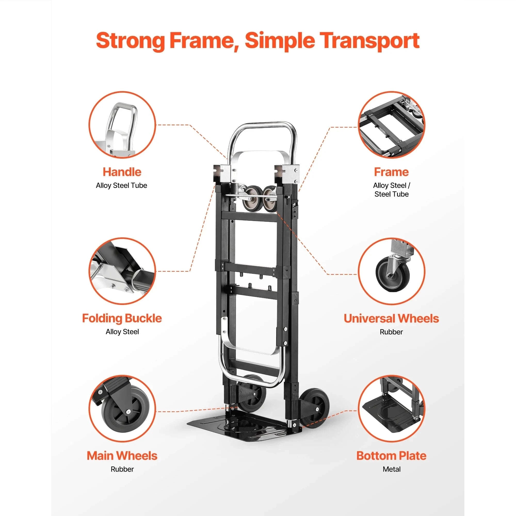 2-in-1 Folding Hand Truck 500 lb Capacity-500lbs / Canada